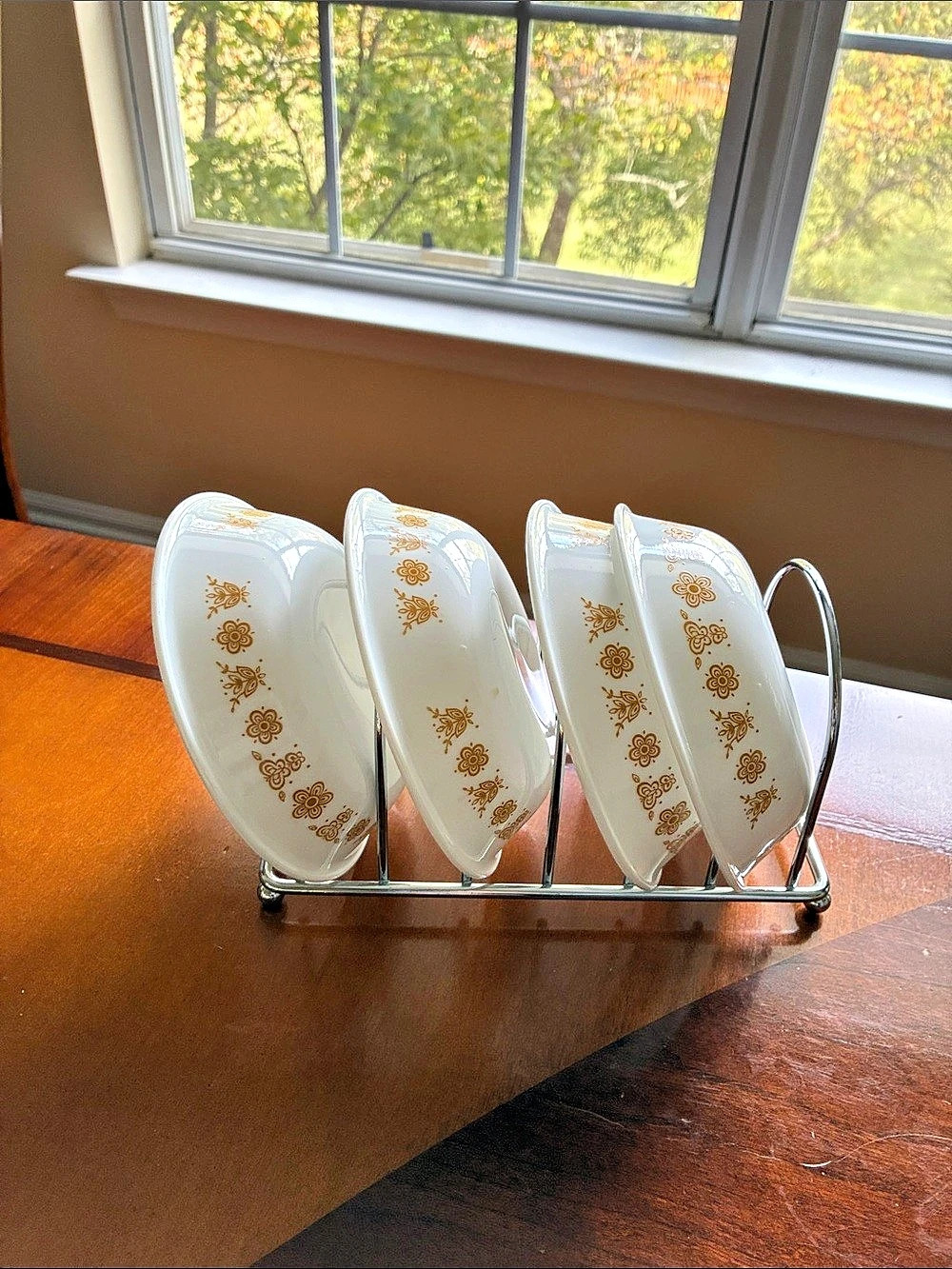 Corelle Spring Blossom Floral White & Gold  4 bowls